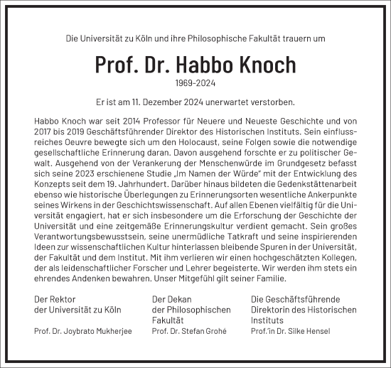 Traueranzeige von Habbo Knoch von Frankfurter Allgemeine Zeitung