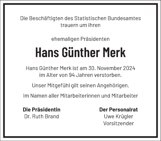 Traueranzeige von Hans Günther Merk von Frankfurter Allgemeine Zeitung