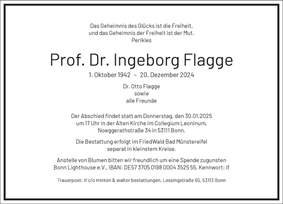 Traueranzeige von Ingeborg Flagge von Frankfurter Allgemeine Zeitung