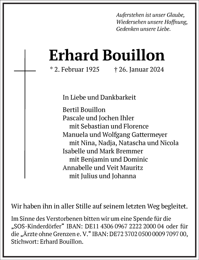  Traueranzeige für Erhard Bouillon vom 03.02.2024 aus Frankfurter Allgemeine Zeitung