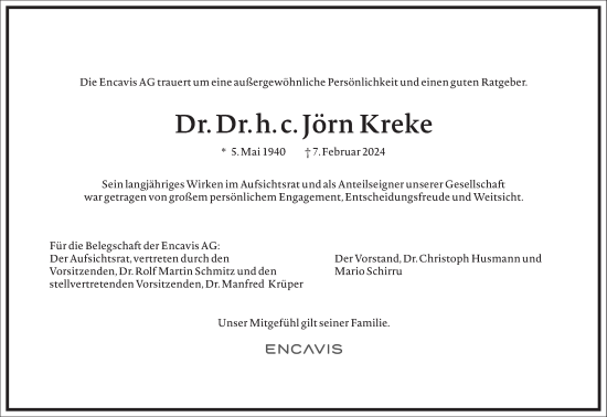 Traueranzeige von Jörn Kreke von Frankfurter Allgemeine Zeitung