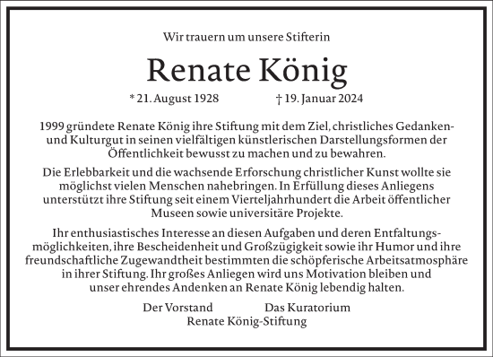 Traueranzeige von Renate König von Frankfurter Allgemeine Zeitung