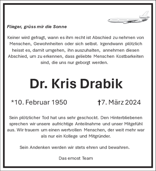 Traueranzeige von Kris Drabik von Frankfurter Allgemeine Zeitung