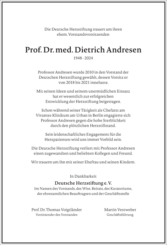 Traueranzeige von Dietrich Andresen von Frankfurter Allgemeine Zeitung