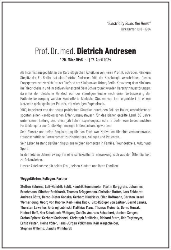 Traueranzeige von Dietrich Andresen von Frankfurter Allgemeine Zeitung