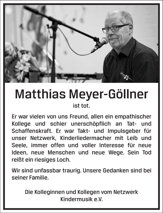 Traueranzeige von Matthias Meyer-Göllner von Frankfurter Allgemeine Zeitung