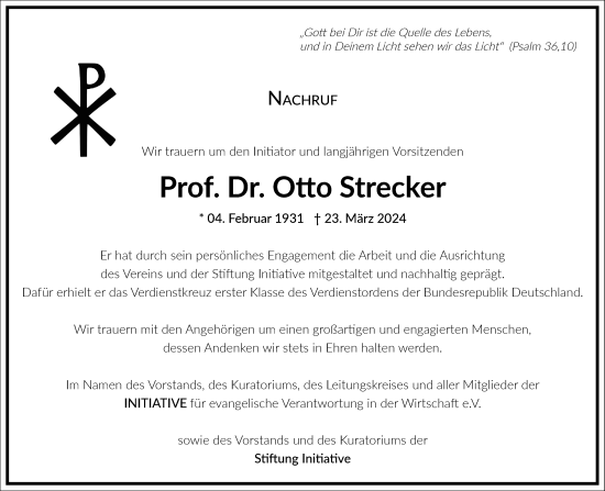 Traueranzeige von Otto Strecker von Frankfurter Allgemeine Zeitung