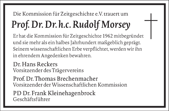 Traueranzeige von Rudolf Morsey von Frankfurter Allgemeine Zeitung
