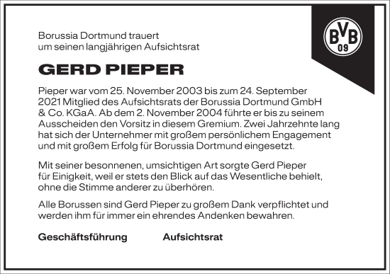 Traueranzeige von Gerd Pieper von Frankfurter Allgemeine Zeitung