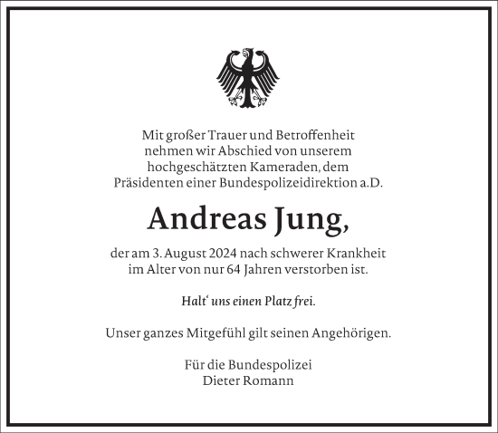 Traueranzeige von Andreas Jung von Frankfurter Allgemeine Zeitung