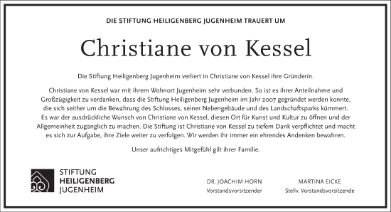 Traueranzeige von Christiane von Kessel von Frankfurter Allgemeine Zeitung