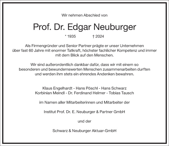 Traueranzeige von Edgar Neuburger von Frankfurter Allgemeine Zeitung