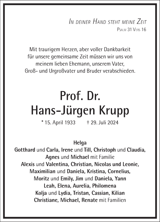Traueranzeige von Hans-Jürgen Krupp von Frankfurter Allgemeine Zeitung