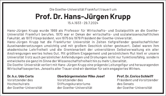 Traueranzeige von Hans-Jürgen Krupp von Frankfurter Allgemeine Zeitung