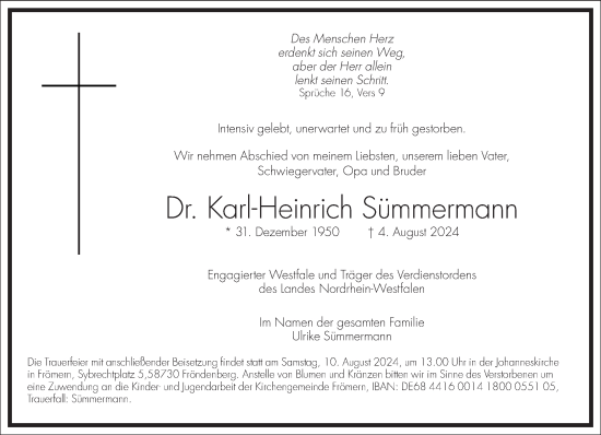 Traueranzeige von Karl-Heinrich Sümmermann von Frankfurter Allgemeine Zeitung