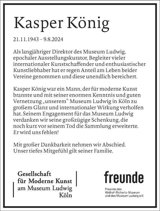 Traueranzeige von Kasper König von Frankfurter Allgemeine Zeitung