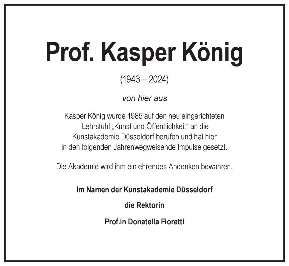  Traueranzeige für Kasper König vom 17.08.2024 aus Frankfurter Allgemeine Zeitung