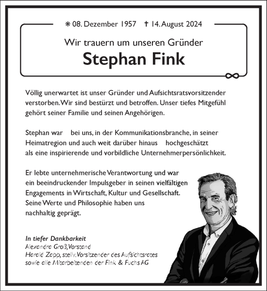 Traueranzeige von Stephan Fink von Frankfurter Allgemeine Zeitung