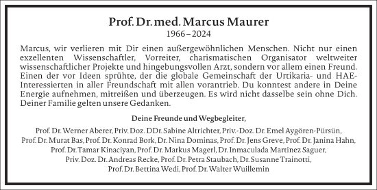 Traueranzeige von Marcus Maurer von Frankfurter Allgemeine Zeitung