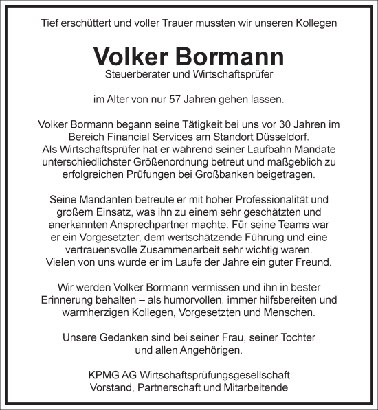 Traueranzeige von Volker Bormann von Frankfurter Allgemeine Zeitung