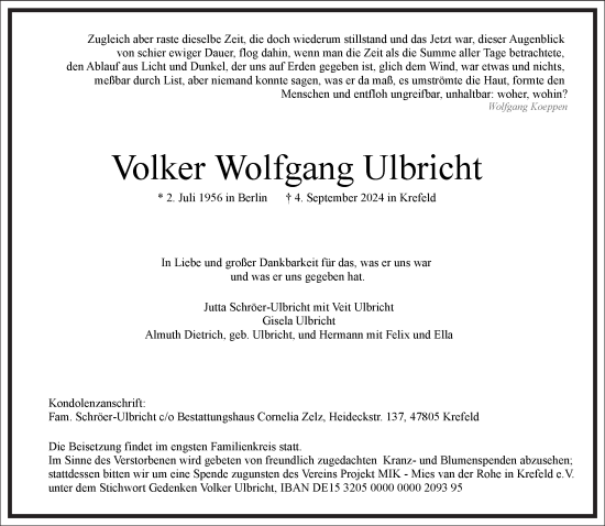 Traueranzeige von Volker Wolfgang Ulbricht von Frankfurter Allgemeine Zeitung