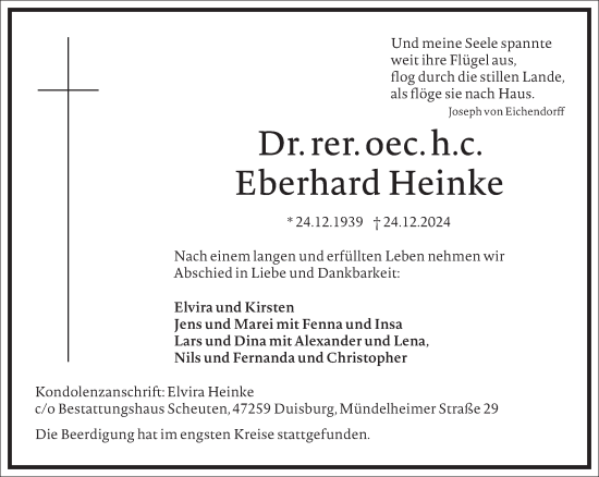 Traueranzeige von Eberhard Heinke von Frankfurter Allgemeine Zeitung