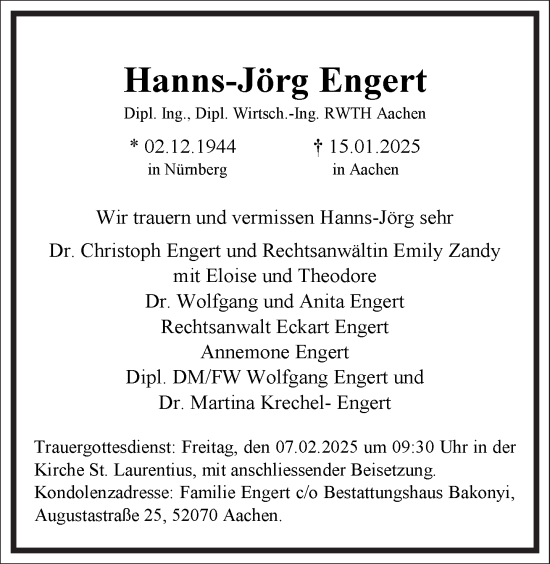 Traueranzeige von Hanns-Jörg Engert von Frankfurter Allgemeine Zeitung