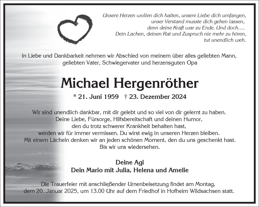  Traueranzeige für Michael Hergenröther vom 04.01.2025 aus Frankfurter Allgemeine Zeitung