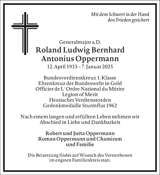 Traueranzeige von Roland Ludwig Bernhard Antonius Oppermann von Frankfurter Allgemeine Zeitung