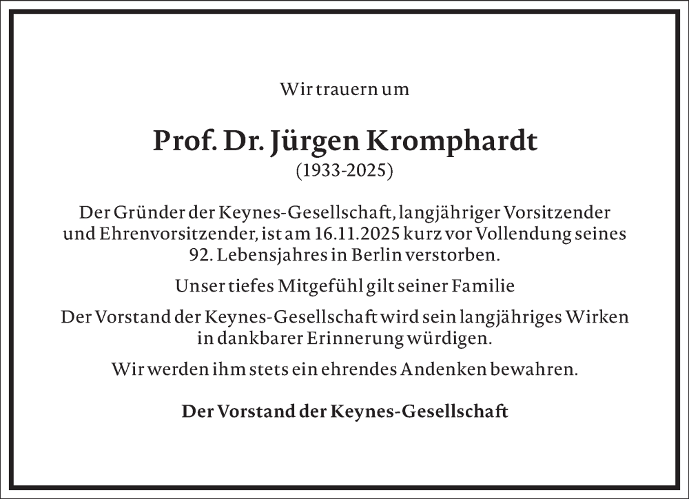  Traueranzeige für Jürgen Kromphardt vom 22.11.2025 aus Frankfurter Allgemeine Zeitung