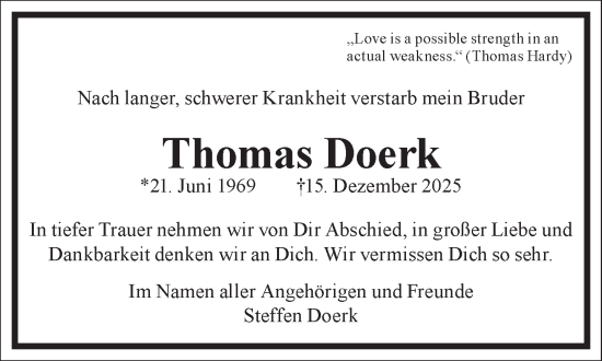 Traueranzeige von Thomas Doerk von Frankfurter Allgemeine Zeitung