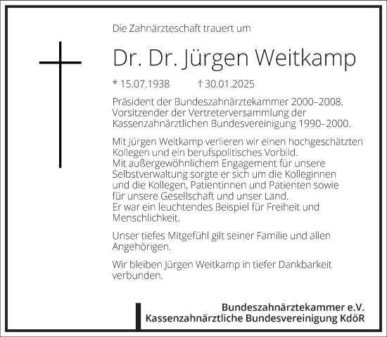 Traueranzeige von Jürgen Weitkamp von Frankfurter Allgemeine Zeitung