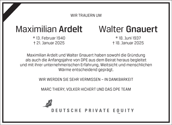 Traueranzeige von Walter Gnauert von Frankfurter Allgemeine Zeitung