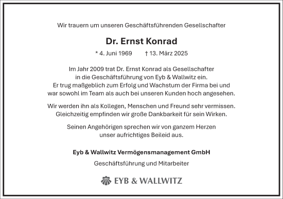 Traueranzeige von Ernst Konrad von Frankfurter Allgemeine Zeitung