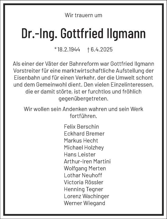 Traueranzeige von Gottfried Ilgmann von Frankfurter Allgemeine Zeitung