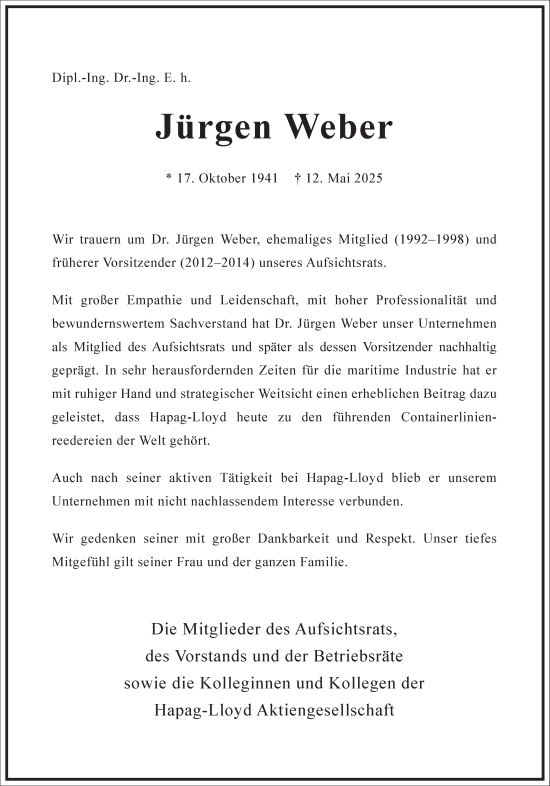 Traueranzeige von Jürgen Weber von Frankfurter Allgemeine Zeitung