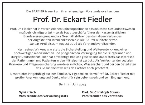 Traueranzeige von Eckart Fiedler von Frankfurter Allgemeine Zeitung