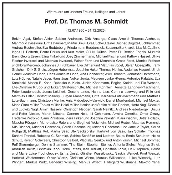 Traueranzeige von Thomas M. Schmidt von Frankfurter Allgemeine Zeitung