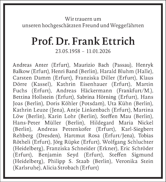 Traueranzeige von Frank Ettrich von Frankfurter Allgemeine Zeitung