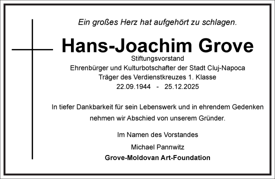 Traueranzeige von Hans-Joachim Grove von Frankfurter Allgemeine Zeitung