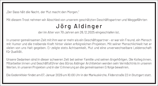 Traueranzeige von Jörg Aldinger von Frankfurter Allgemeine Zeitung