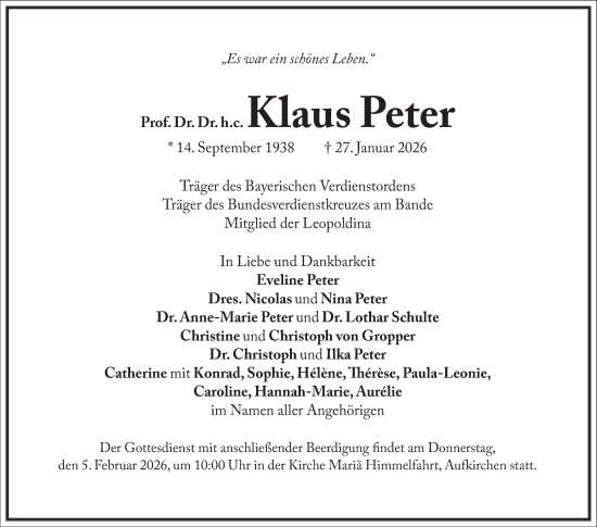 Traueranzeige von Klaus Peter von Frankfurter Allgemeine Zeitung