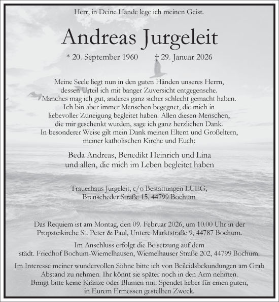 Traueranzeige von Andreas Jurgeleit von Frankfurter Allgemeine Zeitung