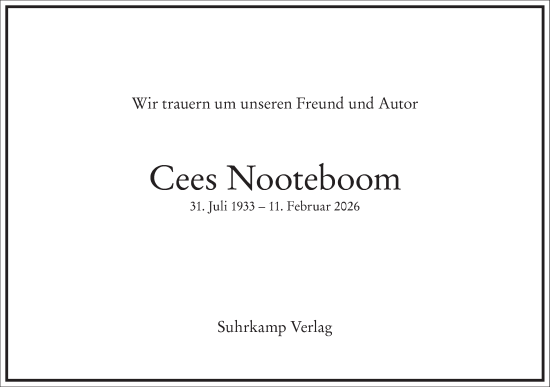 Traueranzeige von Cees Nooteboom von Frankfurter Allgemeine Zeitung