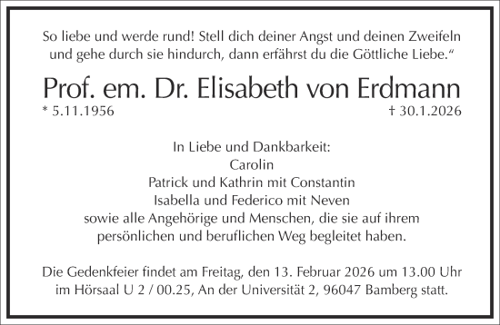 Traueranzeige von Elisabeth von Erdmann von Frankfurter Allgemeine Zeitung