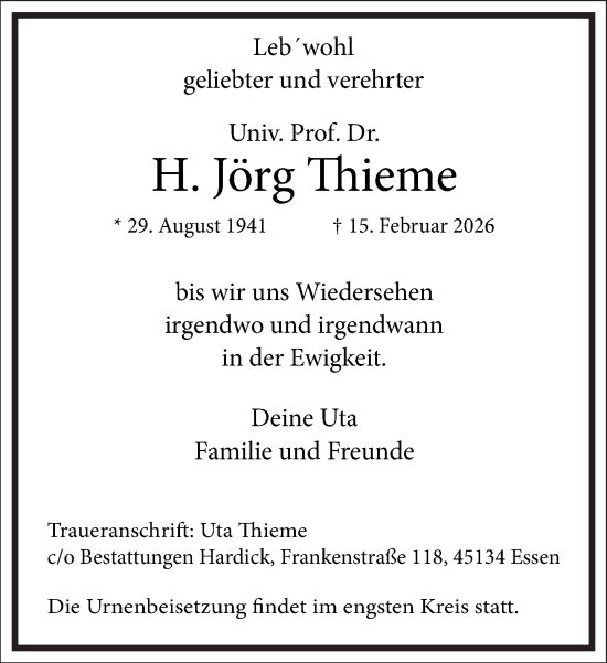 Traueranzeige von H. Jörg Thieme von Frankfurter Allgemeine Zeitung
