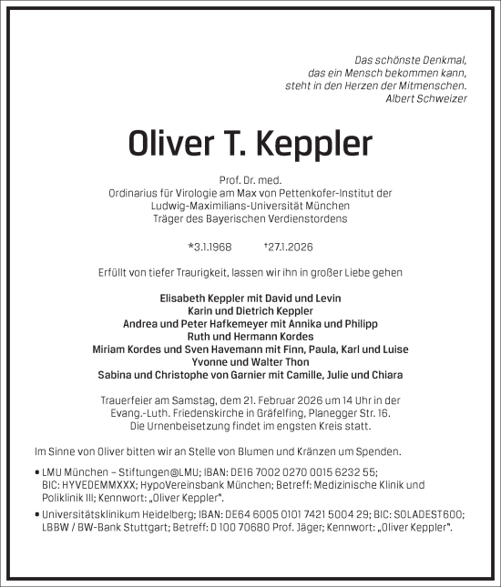 Traueranzeige von Oliver T. Keppler von Frankfurter Allgemeine Zeitung