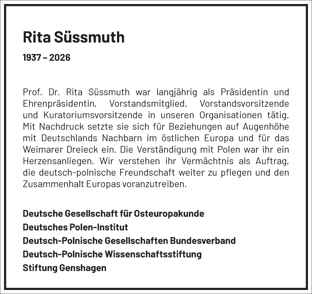  Traueranzeige für Rita Süssmuth vom 07.02.2026 aus Frankfurter Allgemeine Zeitung