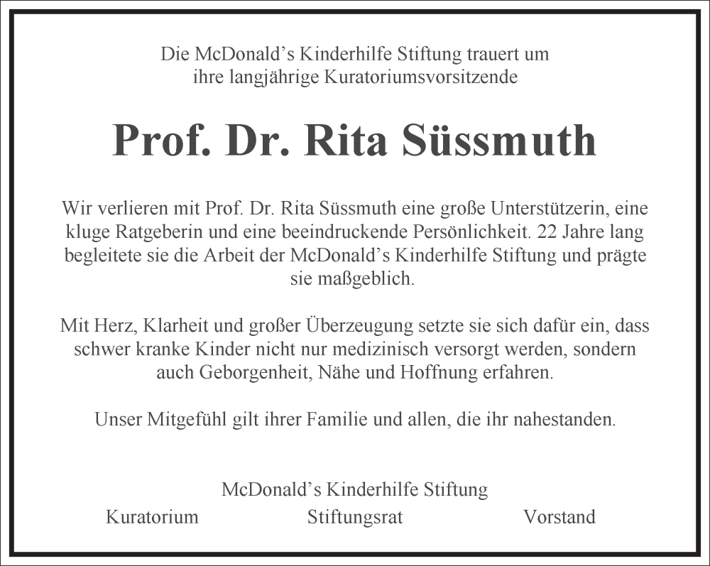  Traueranzeige für Rita Süssmuth vom 07.02.2026 aus Frankfurter Allgemeine Zeitung
